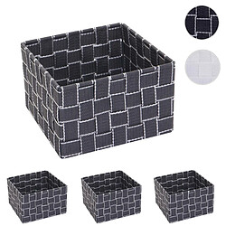 Mendler 4x panier de rangement HWC-C37, 12x19x19cm ~ gris foncé