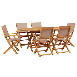 vidaXL Ensemble à manger de jardin 7 pcs taupe tissu et bois massif