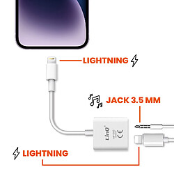 Avis Adaptateur 2 en 1 Lightning vers Jack 3.5mm Audio + Lightning Charge LinQ Blanc