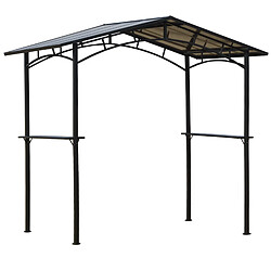 Outsunny Pavillon jardin - abri barbecue - steakhouse 2 étagères - toit de barbecue - dim. 2,46L x 1,49l x 2,30H m - alu. métal noir toit polycarbonate