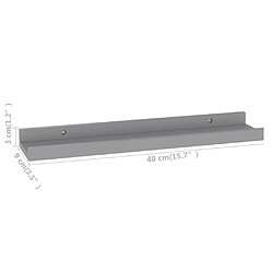 vidaXL Étagères murales 4 pcs Gris 40x9x3 cm pas cher