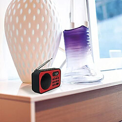 Metronic radio portable FM Grandes ondes avec affichage de l'heure et alarme rouge noir