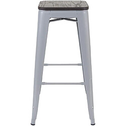 Decoshop26 Lot de 2 tabourets de bar style industriel factory en métal gris assise en bois TDB04045