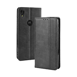 Wewoo Housse Coque Etui en cuir à boucle magnétique avec texture rétro pour Crazy Horse et rabat horizontal Motorola Moto E6avec support et logements cartes et cadre photo Noir