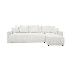 Mes Canapé d'angle convertible réversible 294 cm en tissu bouclettes blanc