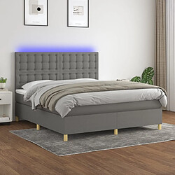 Maison Chic Lit adulte- Lit + matelas,Sommier à lattes de lit et matelas et LED Gris foncé 160x200 cm -GKD23850