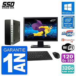 PC HP ProDesk 600 G3 SFF Ecran 27" G4400 RAM 32Go SSD 120Go Windows 10 Wifi - Occasion