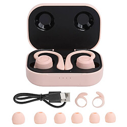 Universal TWS Bluetooth Oreille Crochets Écouteurs Sans Fil Sport dans l'oreille Casque Écouteur avec Boîte de Charge Rose