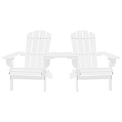 Maison Chic Chaises de jardin,Fauteuil/Chaise d'extérieur Adirondack avec table Bois de sapin Blanc -MN67128