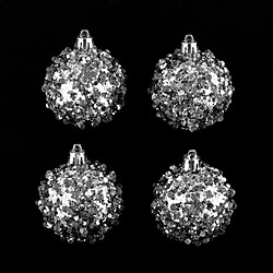 Atmosphera, Createur D'Interieur Lot de 4 boules de noël Effet goutte - Argent