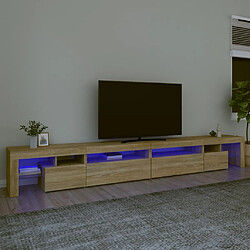 Maison Chic Meuble TV avec lumières LED, Banc TV pour salon, Meuble de rangement Chêne sonoma 290x36,5x40 cm -GKD32652