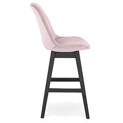 Avis Alterego Tabouret snack mi-hauteur 'MORISS MINI' en velours rose et pieds en bois noir