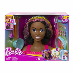 Acheter Ludendo Barbie Ultra chevelure - Tête à coiffer brune avec mèches arc-en-ciel