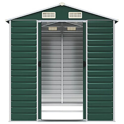 Acheter Helloshop26 Abri de jardin cabane cabanon maison de stockage remise extérieur hangar outils robuste 191 x 215 x 198 cm acier galvanisé vert 02_0022348