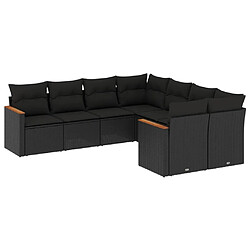 Maison Chic Ensemble Tables et chaises d'extérieur 8 pcs avec coussins,Salon de jardin noir résine tressée -GKD308377