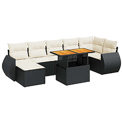 vidaXL Salon de jardin 8 pcs avec coussins noir résine tressée