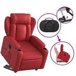 Maison Chic Fauteuil Relax pour salon, Fauteuil inclinable de massage Rouge Similicuir -GKD33199 pas cher