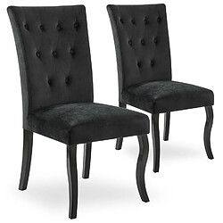 NC Lot de 2 chaises capitonnées Chaza Velours Noir