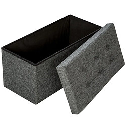 Helloshop26 Pouf coffre de rangement pliable grand format tissu gris foncé 1208014