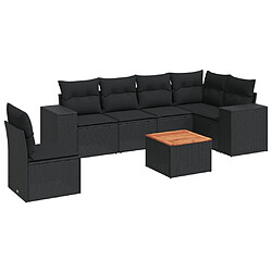 Maison Chic Salon de jardin 7 pcs avec coussins | Ensemble de Table et chaises | Mobilier d'Extérieur noir résine tressée -GKD23812