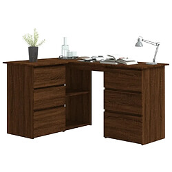 Avis Maison Chic Bureau solide,Table de travail,Bureau d'ordinateur d'angle Chêne marron 145x100x76 cm Bois d'ingénierie -GKD29155