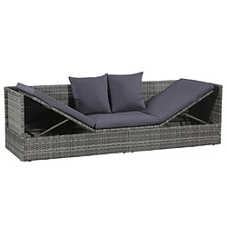 Avis Helloshop26 Lit de jardin gris 200 x 60 cm résine tressée 02_0012002