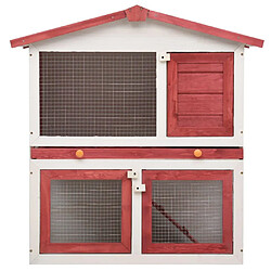 Helloshop26 Clapier d'extérieur 94 x 60 x 98 cm 3 portes rouge bois 02_0000591