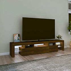 Avis Maison Chic Meuble TV avec lumières LED, Banc TV pour salon, Meuble de rangement Chêne marron 200x36,5x40 cm -GKD48631