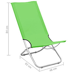 vidaXL Chaises de plage pliables lot de 2 Vert Tissu pas cher