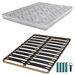 Ebac Matelas mousse + Sommier métal C310 140x190 Melissa - Hauteur 13 cm - Soutien ferme