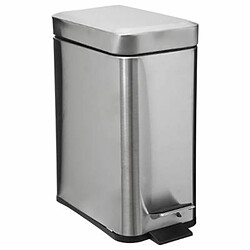 Poubelle de Salle de Bain Inox Rectangle 5L Argent