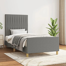 Maison Chic Lit adulte - Cadre Structure de lit avec tête de lit Contemporain Gris foncé 90x200 cm Tissu -MN98140