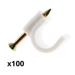 Lot de 100 crochets de fixation Ø9mm - blanc - Zenitech