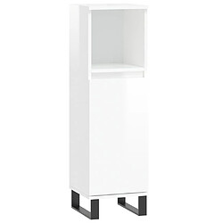 Maison Chic Armoire de salle de bain,Meuble de rangement,Meuble haut blanc brillant 30x30x100 cm -GKD943638