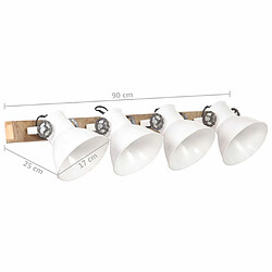 vidaXL Lampe murale industrielle Blanc 90x25 cm E27 pas cher