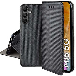 Htdmobiles Housse etui portefeuille avec coque interieure en silicone pour Samsung Galaxy M15 5G + film ecran - NOIR MAGNET