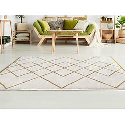 Acheter Vente-Unique Tapis shaggy berbère - 160 x 230 cm - Blanc et doré - PRYSMI