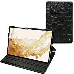 Housse cuir Samsung Galaxy Tab S8 - Rabat horizontal - Crocodile nero ( Noir / Black) - NOREVE