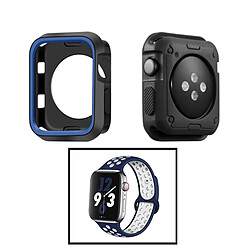 PHONECARE Kit Coque Military DoubleColor + Bracelet Bicolore SportStyle pour Apple Watch Series 4 - 40mm - Noir / Bleu foncé / Bleu foncé / Blanc