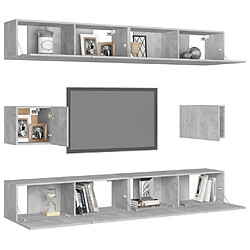 Avis Maison Chic Ensemble de meubles TV 6 pcs | Banc TV Moderne pour salon | Meuble de Rangement - Gris béton Aggloméré -MN30695