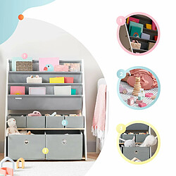 Avis kk KinderKraft KKHRACOREG0000 Étagère pour Enfants Racoon, Meuble de Rangement de 6 Étages, Organiseur pour Jouets, Gris Blanc, 34 x 80 x 100 cm