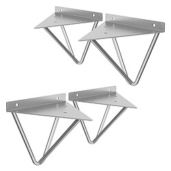 ML DESIGN MODERN LIVING 4x Support étagère d'angle triangle en métal gris avec vis 160 mm fixation mural