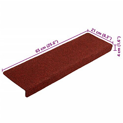 vidaXL Tapis de marches d'escalier 5 pcs Bordeaux 65x21x4cm Aiguilleté pas cher