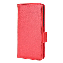 Etui en PU texture litchi, double fermoir avec support, rouge pour votre Vivo Y76 5G/Y76s 5G