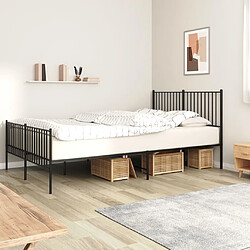 Maison Chic Lit adulte - Lit simple Cadre de lit métal avec tête de lit/pied de lit,Structure du lit Contemporain pour chambre noir 150x200 cm -MN14666