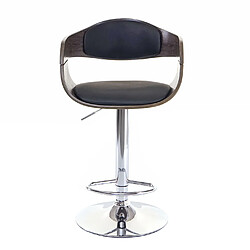 Decoshop26 Tabouret de bar chaise haute en bois design rétro synthétique noir cadre bois 04_0005237