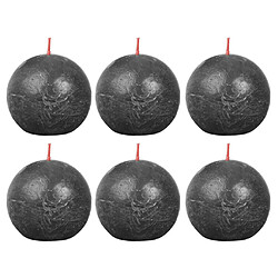 Bolsius Bougies boule rustiques Shine 6 pcs 76x71 mm Gris orageux