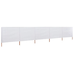 vidaXL Paravent 5 panneaux Tissu 600 x 80 cm Blanc sable