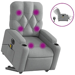 vidaXL Fauteuil inclinable de massage électrique Gris clair Tissu