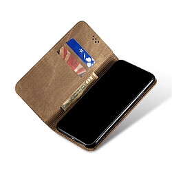 Wewoo Housse Coque Pour Huawei Honor 10i / 20i / 20 Lite Denim Texture Style décontracté Étui en cuir à rabat horizontal avec support et fentes cartes et portefeuille kaki pas cher